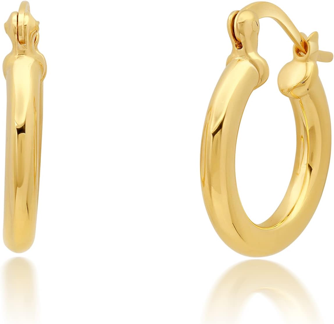 14k Yellow Gold Plated Hoop Earrings for Women with Click Top | Anti Tarnish Lightweight Chunky 14K Gold Hoop Earrings | Hypoallergenic Gold Plated Earrings 0.6 to 1.2 Inches by MAX + STONE