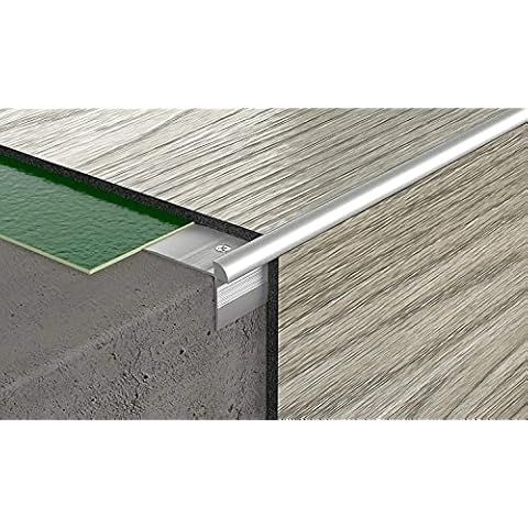 90 cm (2.95 ft) Aluminum LVT Stair Nosing Outer Corner Vinyl Flooring Stair Edge Profile Trim TMW Profiles (Silver Z3) Cover