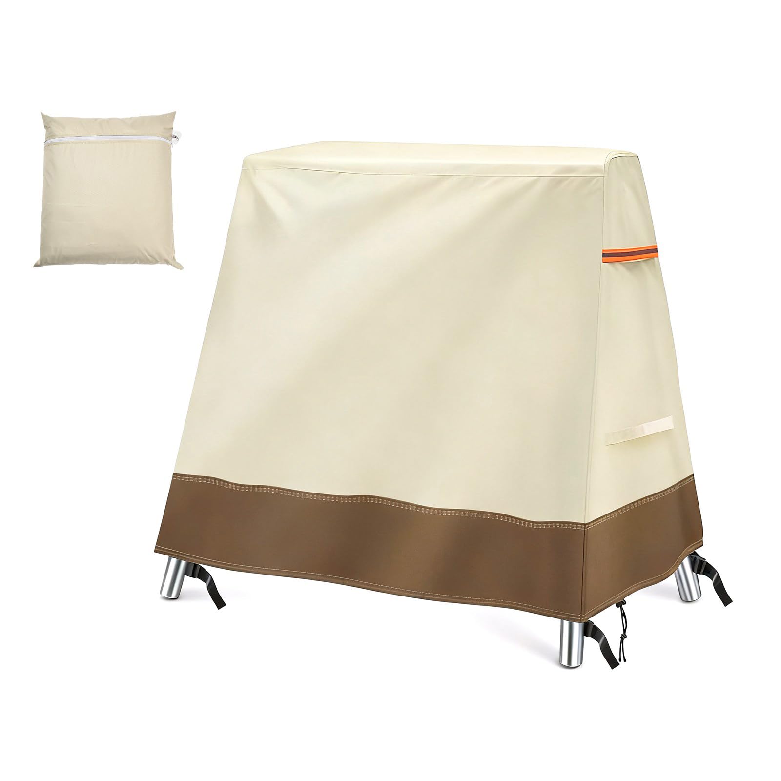 Blueshyhall Housse de protection imperméable pour balancelle de jardin 2 places, housse de protection pour meubles de jardin, balançoire double, protection contre les rayons UV et la poussière (marron