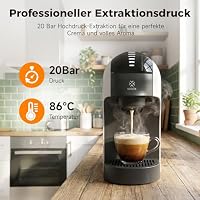 WOOX Kapselmaschine 3-in-1, 20 Bar, 1400W, Kompakte Kaffeemaschine für Nespresso, Dolce Gusto, K-fee und Kaffeepulver, 850ml Wassertank, Abschaltautomatik – Ansicht 3