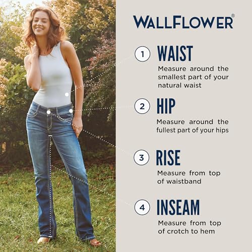 Image of WallFlower Luscious Curvy Bootcut Jeans for Women, Mid-Rise Insta Stretch Denim, Size-Inclusive Juniors Jeans