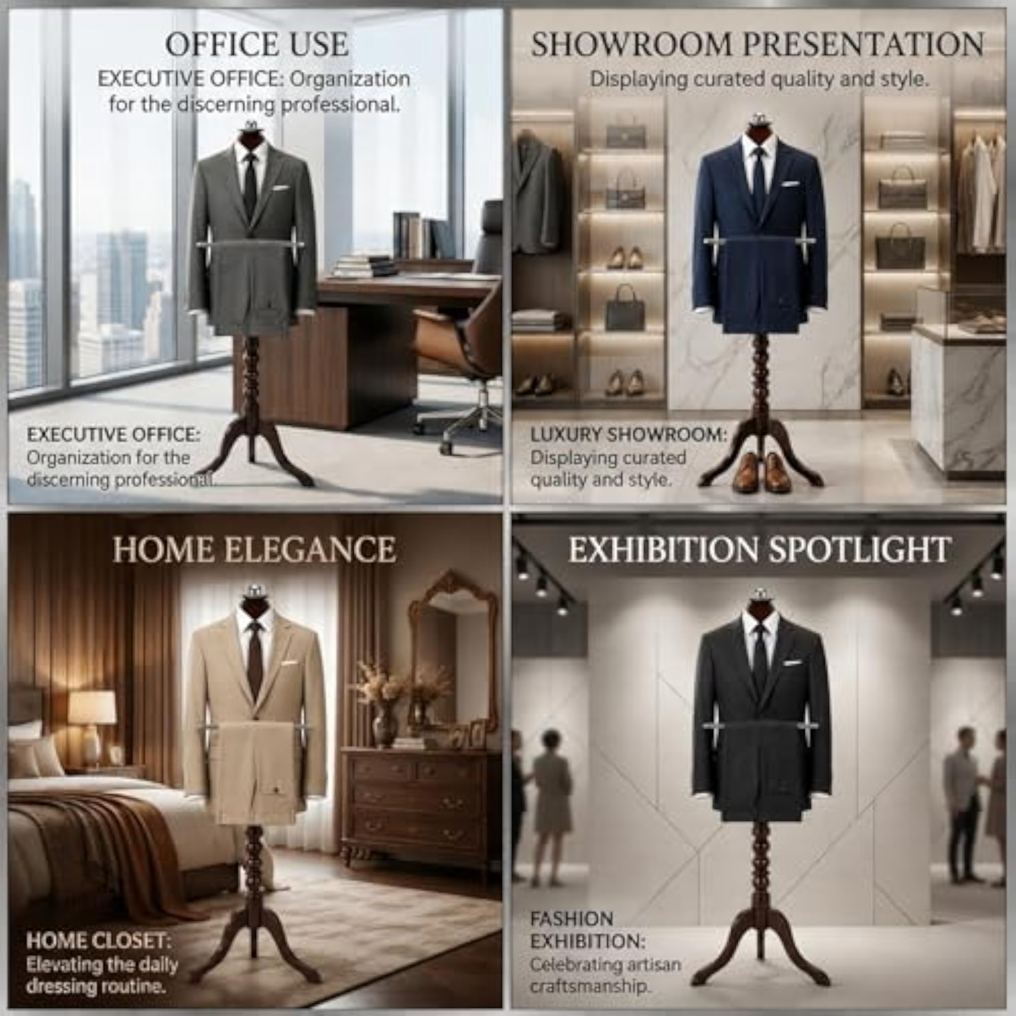 Wooden Coat Hanger Stand for Home and Office Display