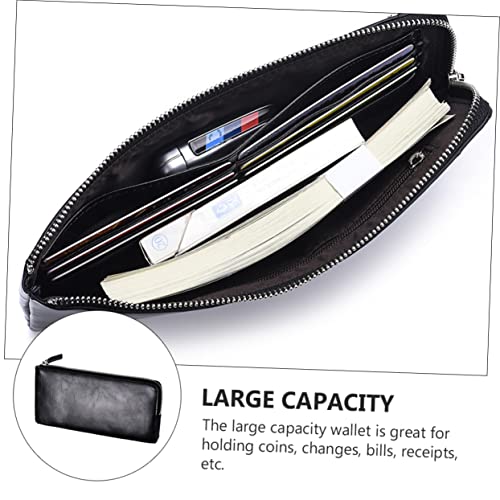 VANZACK Long Men Wallet with Zipper Large Capacity Smooth Leather Clutch for Men Travel Handbag Casual Purse Suitable for Credit Cards Cash and Coins4