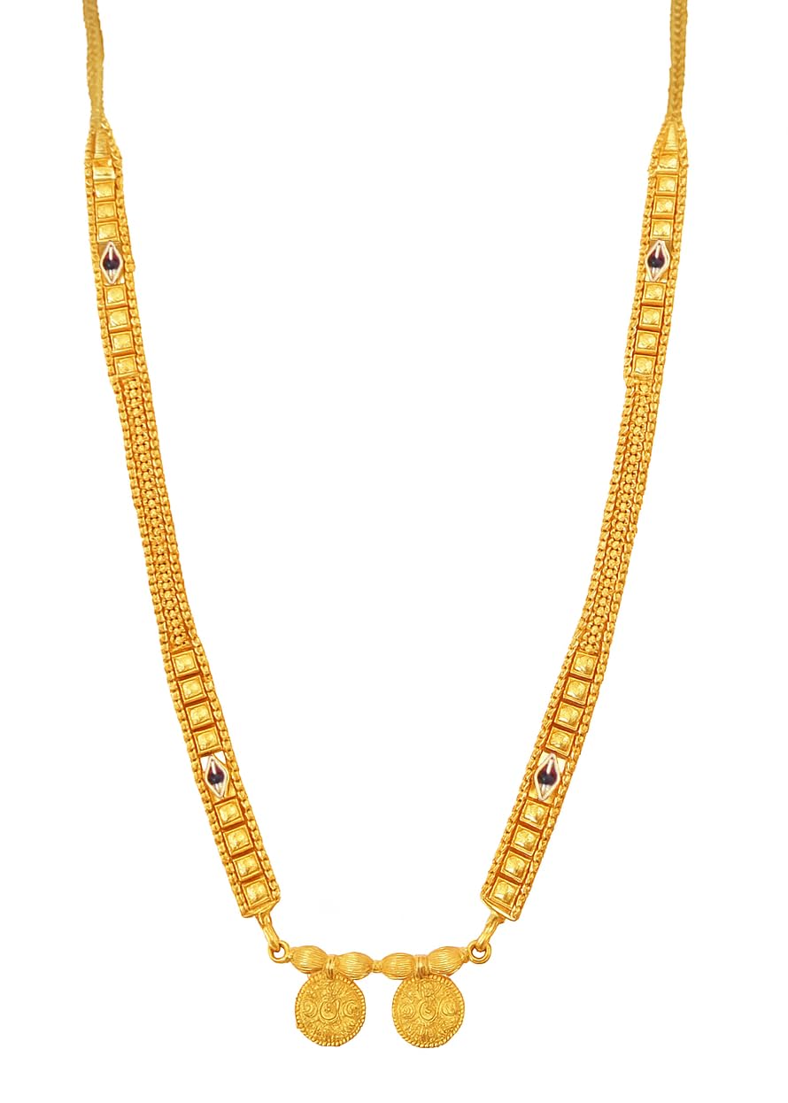 Gold Plated Brass Designer Black Beads Long 28 Inch Mangalsutra for Women and Girls-image-27