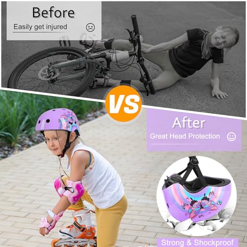Image of Kids Bike Helmet Adjustable Youth Toddler Helmet with DIY Stickers for Girls Age 3-5-8-14 Years for Bicycle Scooter Skateboard Roller Skating