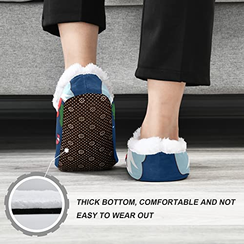 Santa Claus Snowman Christmas House Slippers Warm Fuzzy Slipper Socks With Grippers Mens Womens Soft Comfy Lined #TOP5