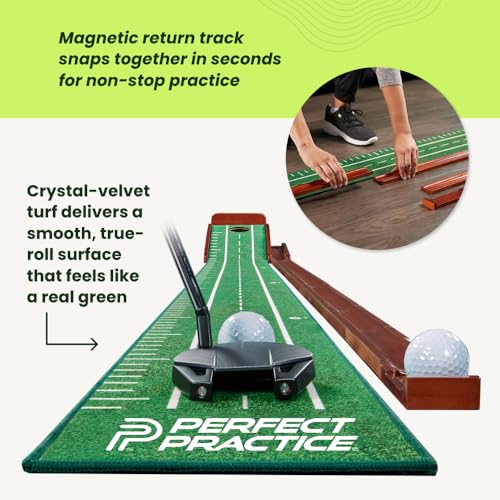 Image of Perfect Practice Putting Mat & Chipping Net, Indoor & Outdoor Putting Green, Chipping Mat for Home & Office, Premium Golf Training Aids for Putting Practice with Realistic Turf, Golf Gifts for Men