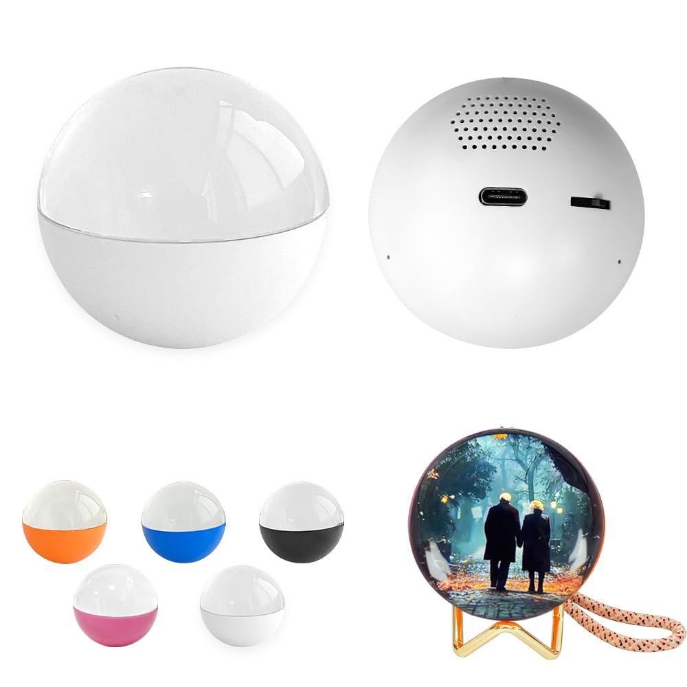 2.7inch crystal ball, video play electronic ball, round 3D ball playing videos and pictures round display for anniversary、birthday gifts, advertising display balls, electronic photo albums (White)