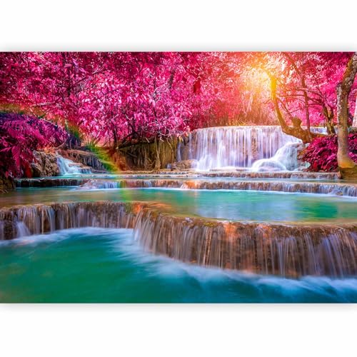 artgeist Wall Mural Waterfall Rainbow 135x101 in - Peel and Stick Self-Adhesive Wallpaper Removable Large Sticker Foil Wall Decor Print Picture Image Design Landscape Nature Forest c-B-0128-a-a
