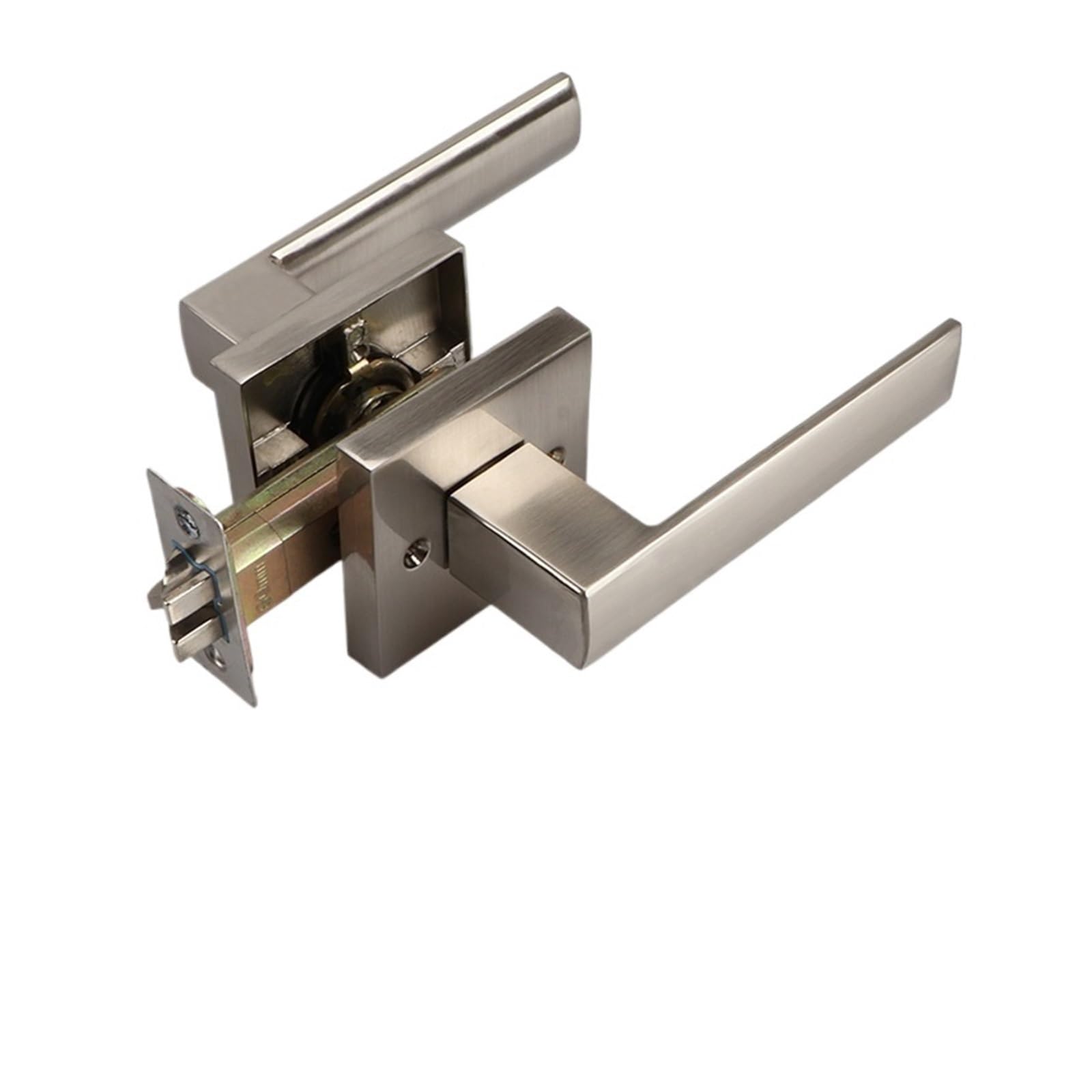 Passage Door Lock Without Anti-Lock Hotel Bathroom Handle fire Interior Wooden Three-Pole(Brushed Silver)