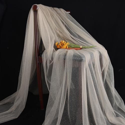 Premium Champagne Glitter Tulle Fabric - 60" x 8 Yards Sequin Sheer Rolls for Elegant Wedding Decor, Bridal Veils, and DIY Crafts 4 Premium Champagne Glitter Tulle Fabric - 60" x 8 Yards Sequin Sheer Rolls for Elegant Wedding Decor, Bridal Veils, and DIY Crafts - Image 3