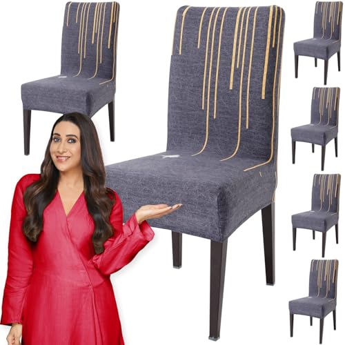 HOKIPO Elastic Chair Cover Set of 6 Stretchable Washable Dining Slipcovers