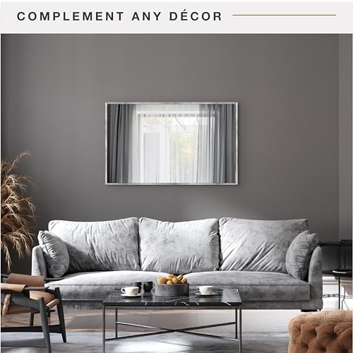 Image of MCS Micro Rope Front Loaded Wall Mirror, (30x48, Brushed Nickel)