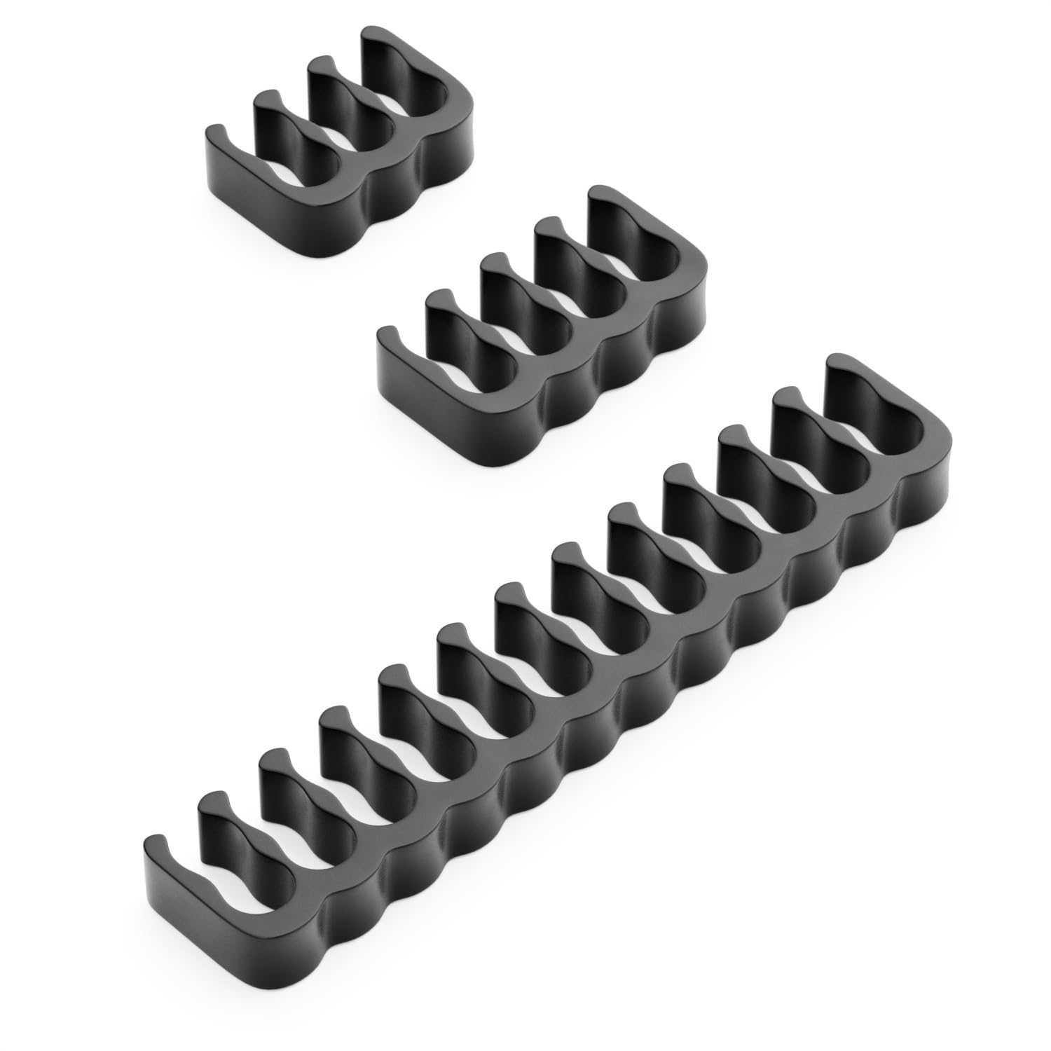 deleyCON Zestaw Uchwytów do Kabli 24 Grzebienie Kabli Organizator Kabli Zarządzanie Kablami Uchwyt Kabli Prowadnica Kabla Zaciski Kabli Grzebienie do Kabli 24-pin 8-pin 6-pin do Wewnętrznego Czarny