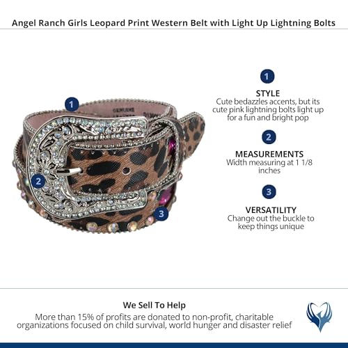 Girls Leopard Print Western Belt with Light Up Lightning Bolts4