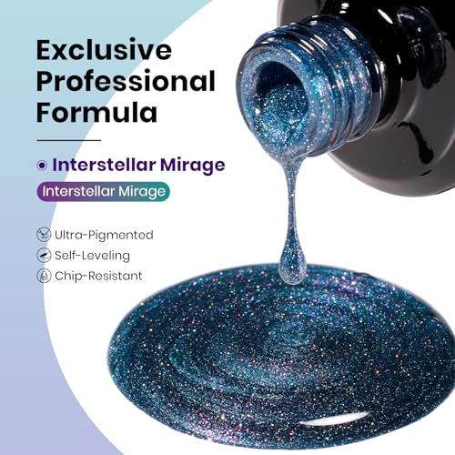 Image of Beetles Cat Eye Gel Nail Polish - 15ML 9D Cat Eye Chameleon Blue Glitter Gel Polish Interstellar Mirage Blue Purple Magnetic Shimmer Effect Soak Off UV Salon DIY Manicure Gifts for Women