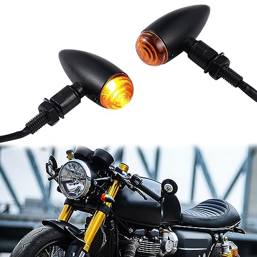 LOKLISUM 2PCS Indicatori di Direzione Retrò Proiettile per Moto - Frecce 12V Mini Luci Impermeabili Universali per Motociclette, Street Bike, Cruiser, Chopper, Bobber, Scooter