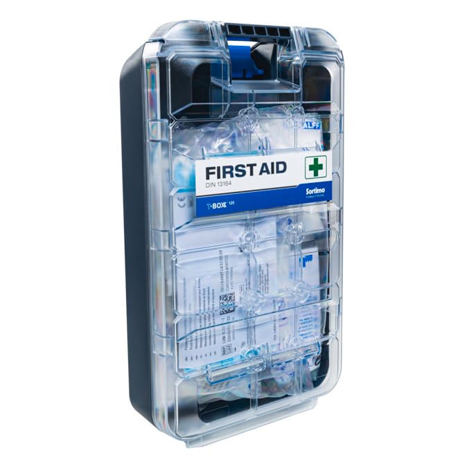 Sortimo T-BOXX 120 PKW-Verbandkasten – Bestückt nach DIN 13164 – Transparenter Deckel für schnelle Übersicht – ProClick Haken zur flexiblen Befestigung – Ideal für PKW & Transporter