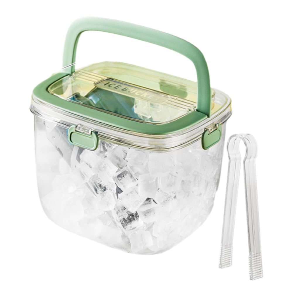 CTRLZS Portable Ice Bucket for Freezer with Lid & Ice Tong for Outdoor Camping, Clear Refrigerator Storage Bin