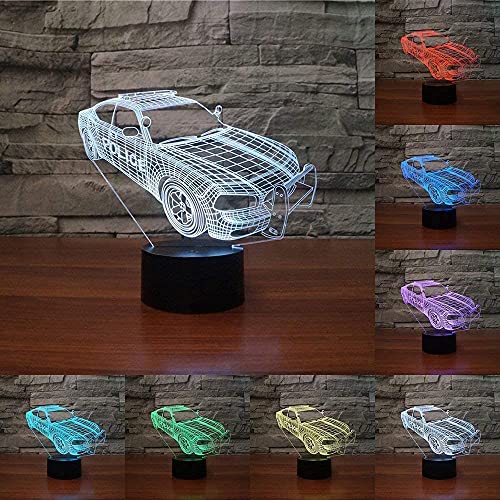 Lámpara de Mesa Noche Carro Policía 3D con USB miniatura 3