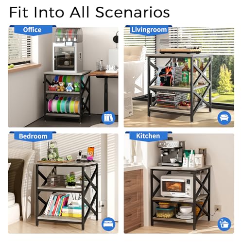 Image of METYERRY 23.6 inchx23.6 inch Large Printer Stand with Power Outlet, 3 Tier Cart