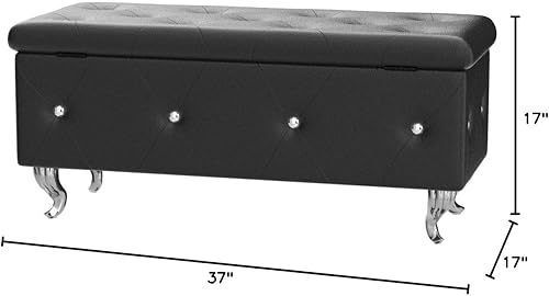 Miniatura 9 de DKLGG Banco otomano de almacenamiento para dormitorio, banco de entrada tapizado con patas y bisagra de seguridad, banco de almacenamiento pequeño