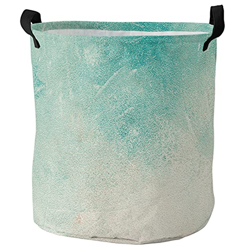 ランドリーバスケット 折りたたみ 洗濯カゴ ランドリー収納 大容量 54L 撥水加工 取っ手付きランドリーバッグ オックスフォード布製 雑貨ランドリーボックス おしゃれ収納袋 洗濯物用かご ターコイズグラデーション 抽象アート 直径35cm×高さ44cm