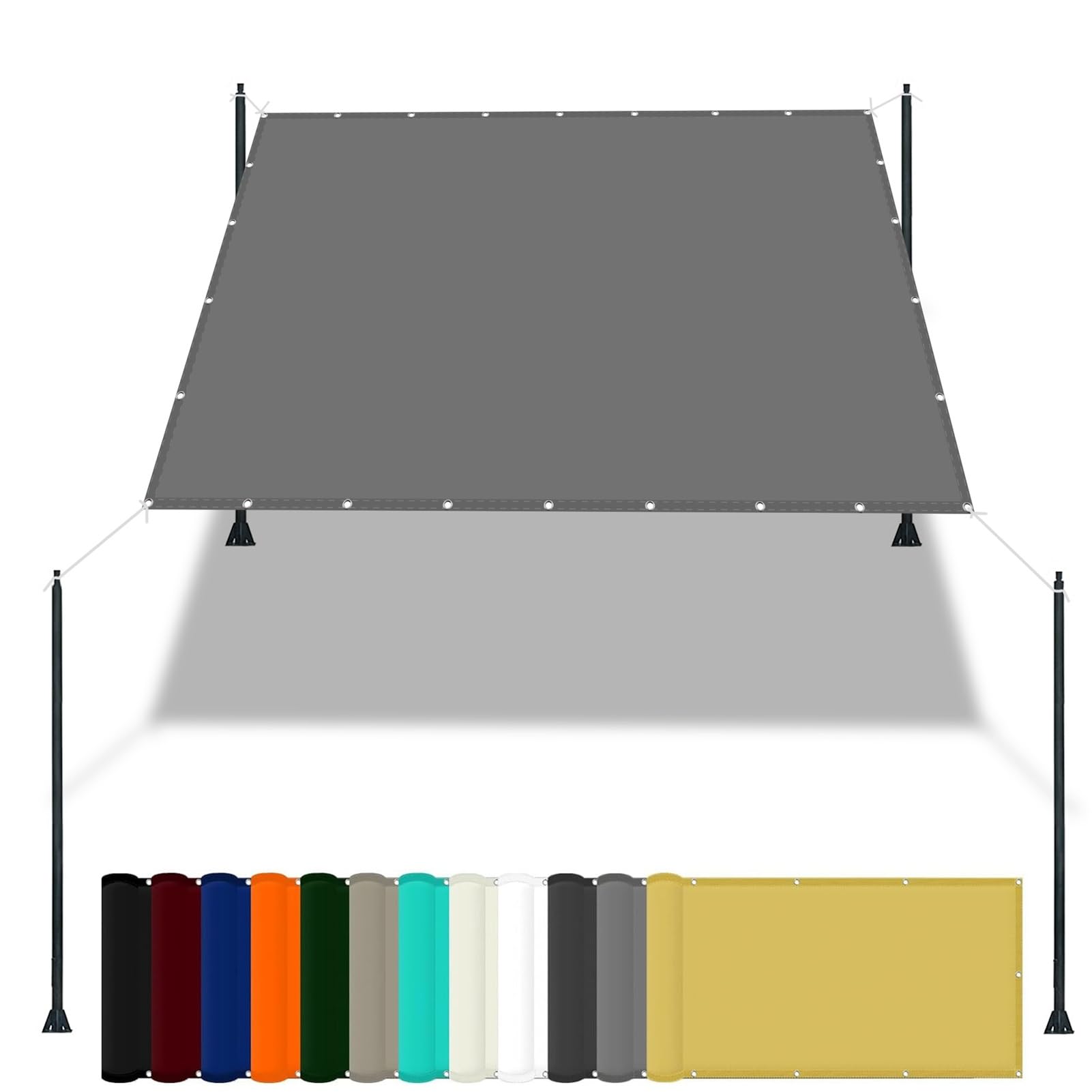 GJZQDKX Outdoor Waterproof Canopy 2.4x3.4m - UV Protection Wind-Resistant Polyester Shade Sail for Patio Garden Camping - Light Gray Ideal for Courtyards & Outdoor Events