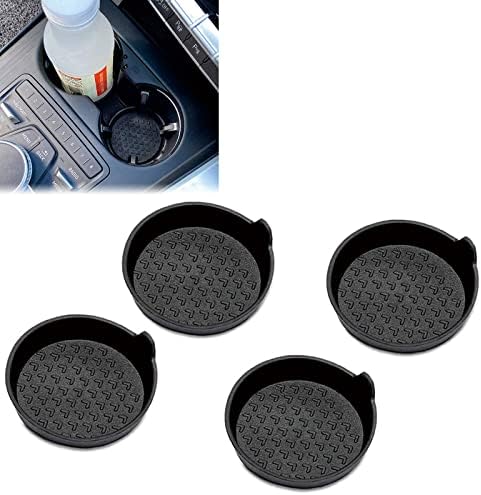 QODOLSI 4 Pack Car Cup Holder Coasters, Removable Recessed Coaster, Universal Car Silicone Anti-Slip Coaster, Suitable for Most Car Interior Anti-Spill Cup Holder (Arrow Black)