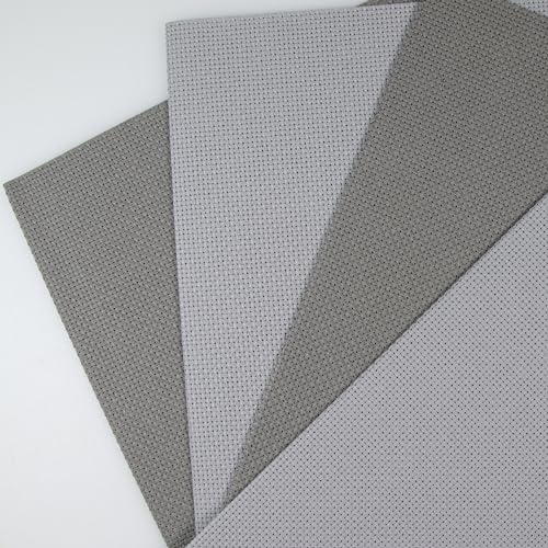 Image of KCS 4 pc of 12 inch x 18 inch(30cmx45cm) 14CT Counted Cotton Aida Cloth Cross Stitch Fabric (Light Grey+Medium Grey)