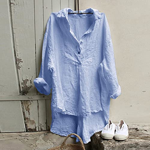 Damen-Bluse-Oversize-Langarm-Shirt-Hemdbluse-Elegant-Tunika-Damen-Grosse-Groessen-Longbluse-Oberteil-Lose-Bluse-Lang-Hemd-Tops-Lange-Button-Down-Langarmshirt-blusenshirt-Weiss-Langarmshirts-Hem-Dress