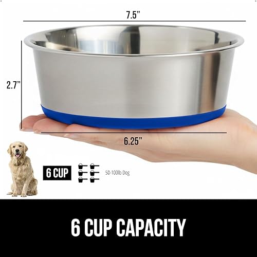 Vista 72 de GORILLA GRIP Juego de 2 cuencos para perros, con capacidad para 8 tazas (64 onzas líquidas), cuenco de metal resistente para alimentos y agua