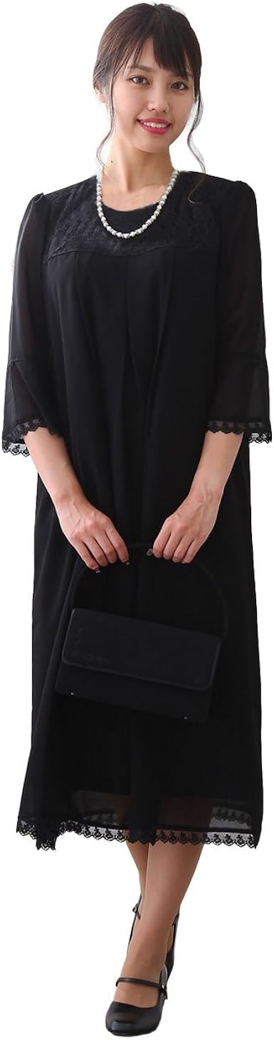 Amazon Co Jp 大きいサイズ レディース ブラックフォーマル ワンピース 喪服 礼服 L Ll 3l 4l 5l 6l マタニティ対応 S 服 ファッション小物