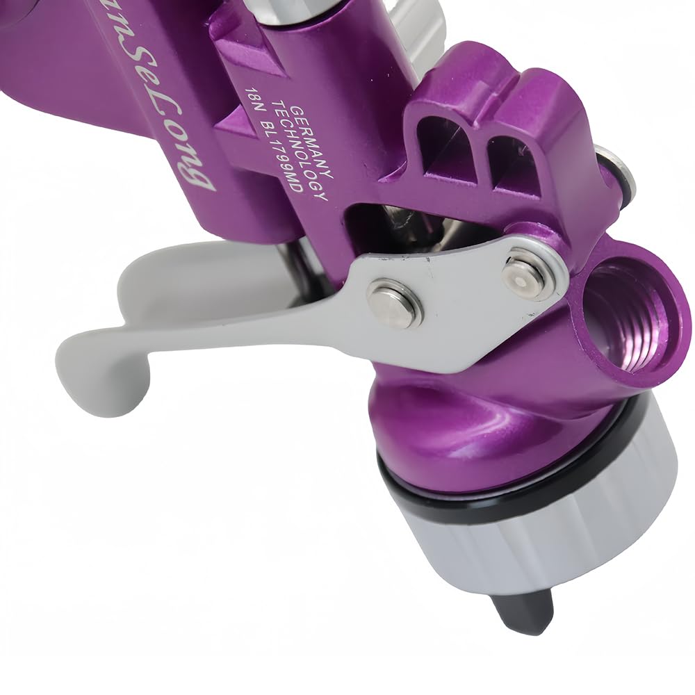 Pistolet natryskowy LVLP Pistolet grawitacyjny z dyszami 1,3 mm + 600 ml plastikowy kubek 600 ml + 600 ml zestaw szybkich kubków do mebli samochodowych (różowy)