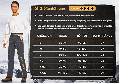 Cycorld Herren Wanderhose-Winter-Outdoorhose-Skihose,Thermohose Wasserdicht Gefütterte Softshellhose Winddicht Warm Fleece Schneehose Trekkinghose Skifahren (Neo-Grau, XXL)