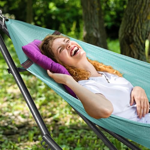 Image of Tranquillo Universal Double Hammock with Stand Included for 2 Persons /Foldable Hammock Stand 600 lbs Capacity Portable Case - Inhouse, Outdoor, Camping, Sky