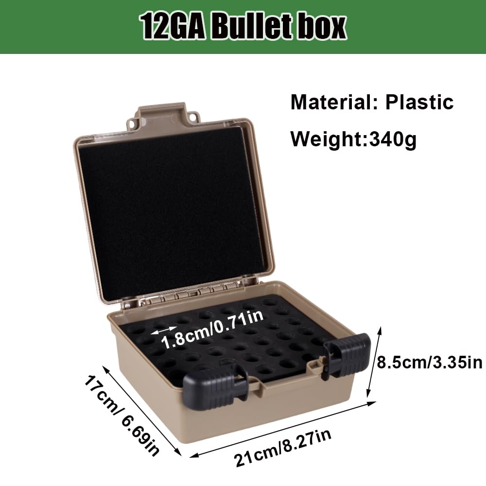MiOYOOW 42 Rounds Ammo Storage Case, 12Ga Tactical Bullet Carrier Box for Training, Traveling, Hunting