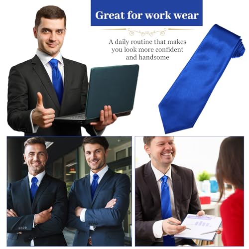 Image of Syhood 6 /12 /24 Pcs Men Ties Set Solid Satin Pure Color Business Formal Necktie Tie 57 inch for Men Occasion Wedding