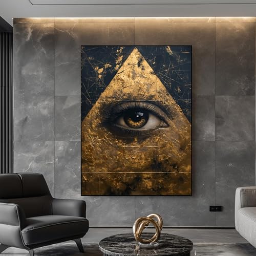 Art mural sur toile moderne LSYALUCK pour habiller un mur vide avec le cadre Golden Eye