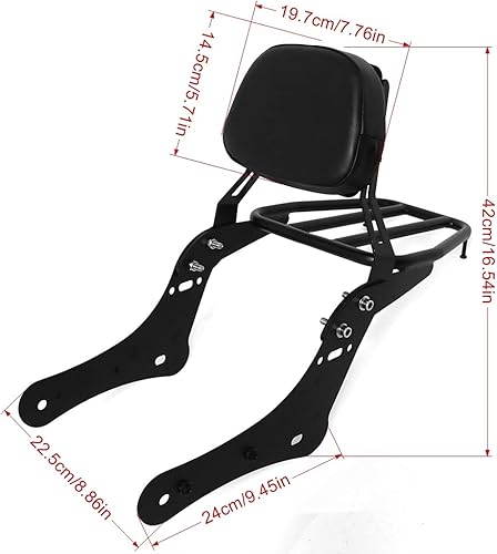 Miniatura 7 de Respaldo de pasajero desmontable Sissy Bar para Kawasaki Vulcan S 650 VN650 2015 2016 2017 2018 2019 (con portaequipajes)