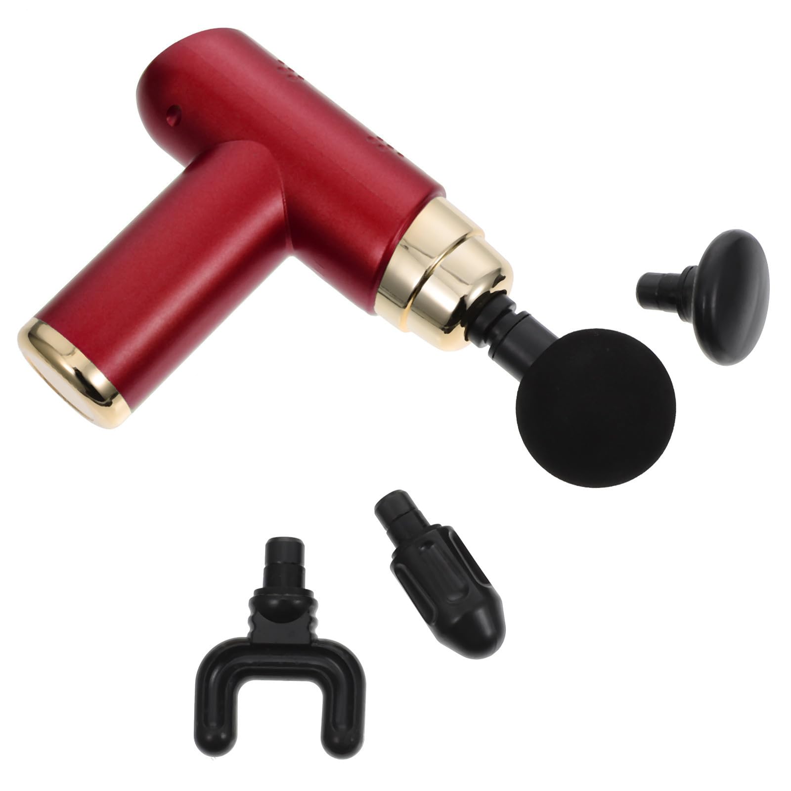 Masajeador Muscular Eléctrico de Percusión Mini Ajustable Rojo | Abs, 6 Velocidades y 4 Cabezales, Batería 7, 4v 1200mah, Carga Tipo C, 25w