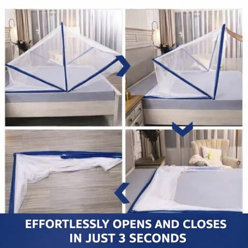 Image of Happy Penguin Mosquito Net [Foldable] Easy Setup | Lightweight Cotton, Portable & Ideal for Home & Travel | Strong & Breathable | Suitable for Single Bed [3x6.5]