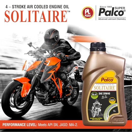 Image of PALCO Solitaire 20W40 Engine Oil for Bike 1L | BS6 Compatible Synthetic Technology | 4-Stroke Bike Engine Oil | Up to 10,000 km Drain Interval