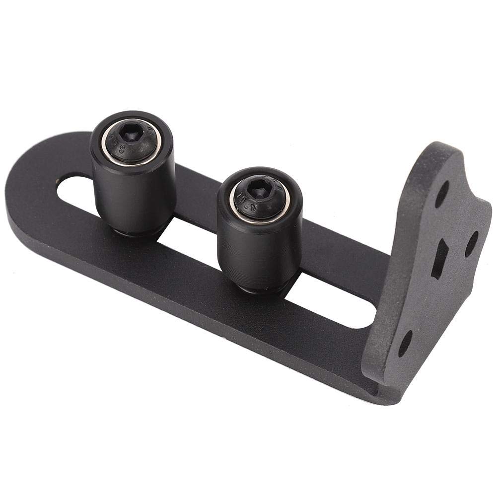 【𝐑𝐚𝐦𝐚𝐝𝐚𝐧 𝐏𝐫𝐨𝐦𝐨𝐭𝐢𝐨𝐧】 Hardware Accessory Carbon Steel Floor Guide, Black Practical Barn Door Floor Guides, 4 * 1.9 * 2.6in for Barn Door Cabinet(Double wheel plus bearing)