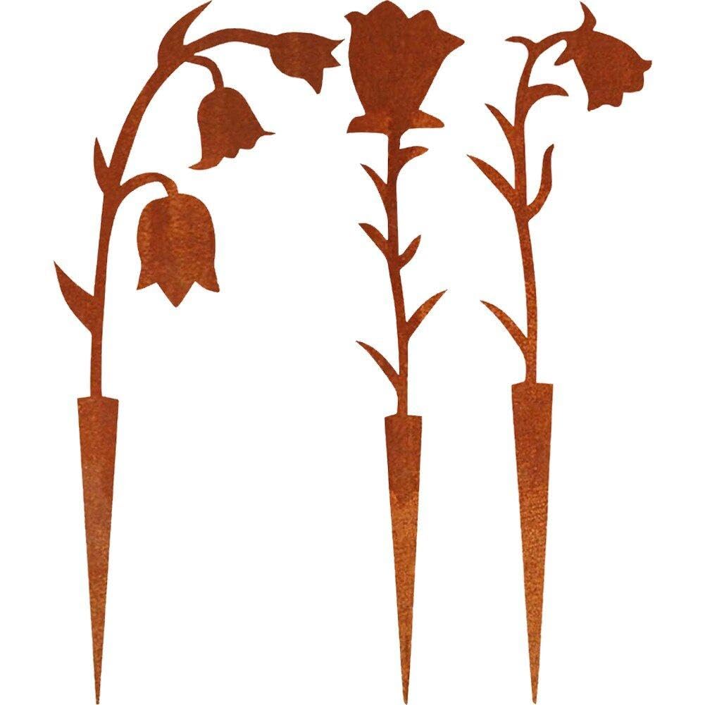 Plantes et décoration piquet carillon éolien rouillé fer rigide x3