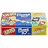 Mattel Games Set of 3 Card Games with UNO, Phase 10 & ONO 99, Travel Fun for Kids & Family Night with Storage Tin Box