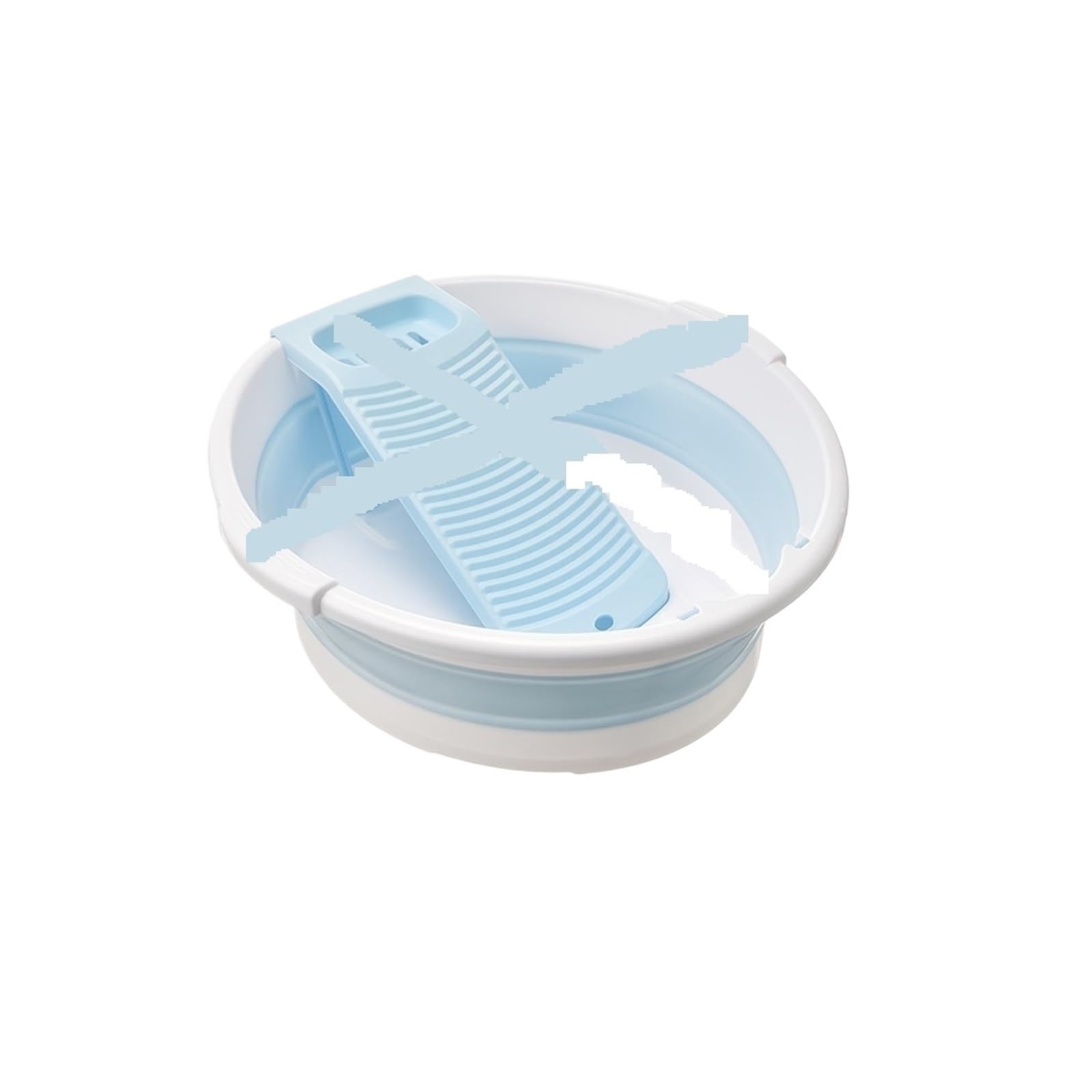 Antislip Washboard Basin 18 Inch,foldable Laundry Basin With Washboard, Bottom Drainage,portable for Travel And Camping, for Cleaning Clothes and Socks(Blue)