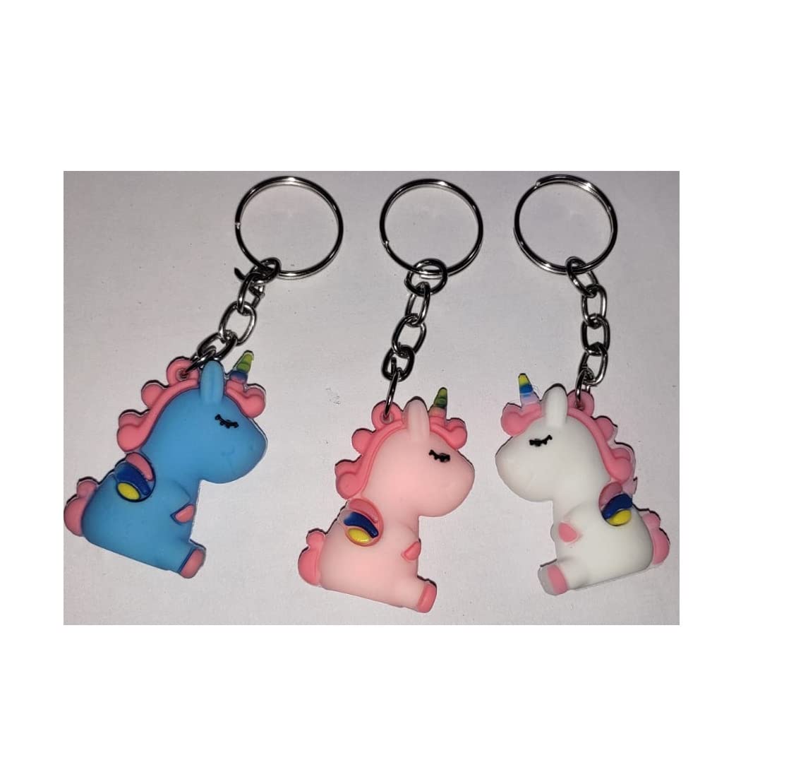 OJ Unique Cute Beautiful Small Size Key chain 3 D keychain Silicone Rubber Uni Corn Shape Multi Color Key chain for Bike Car House Office keys Bag & Luggage's Hanged For Women & Kids - Pack of 3