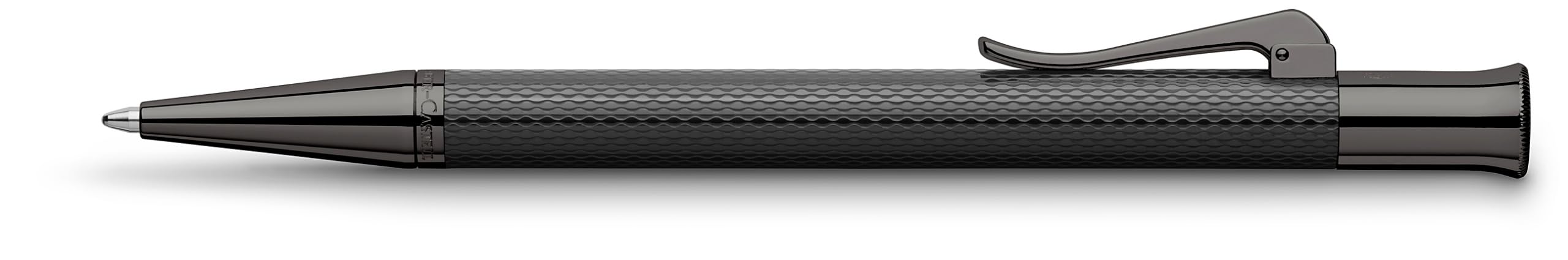 Graf von Faber-Castell - Kugelschreiber Guilloche Black Edition | Strichbreite B, Guillochierter Edelharzschaft mit Titan-PVD-Beschichtung und hochwertiger Geschenkverpackung