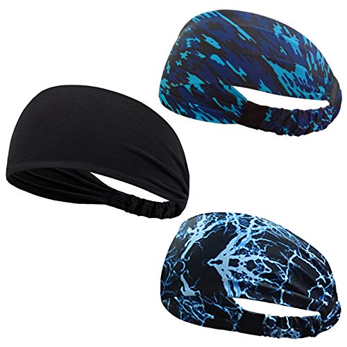 ヘッドバンド - スポーツヘアバンド スポーツターバン 運動ヘッドバンド ターバン 汗止め ターバン風ヘアバンド ヘアアクセサリー 吸汗速乾 抗菌防臭 バンダナ レディース メンズ ジョギング 自転車 スポーツ用 (3枚セット#B)